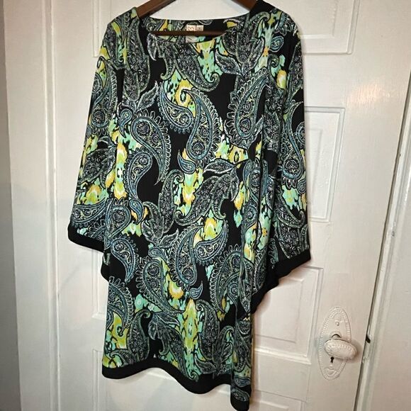 Emma & Michele Paisley Print Tapered Loose Sleeve Dress - Picture 2 of 11